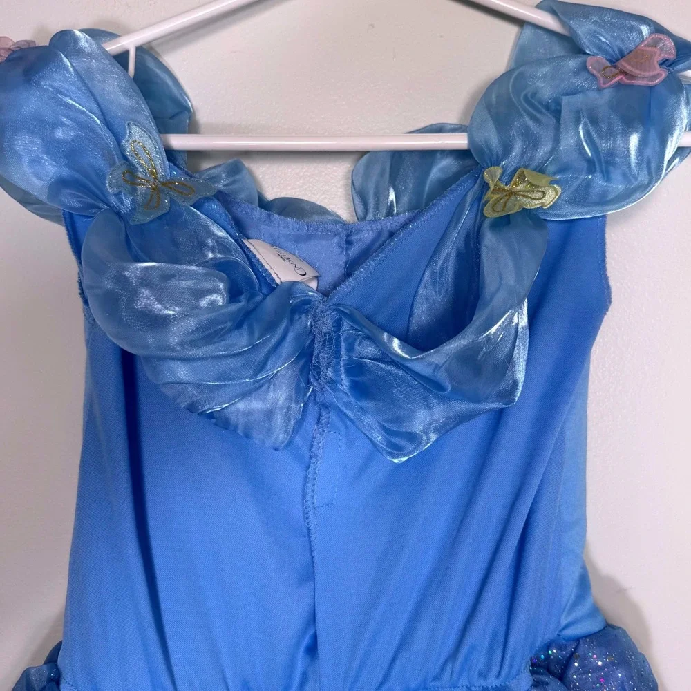 Disney Cinderella Blue Butterfly Sparkle‎ Costume Dress Girls 7-8 Fairy Princess